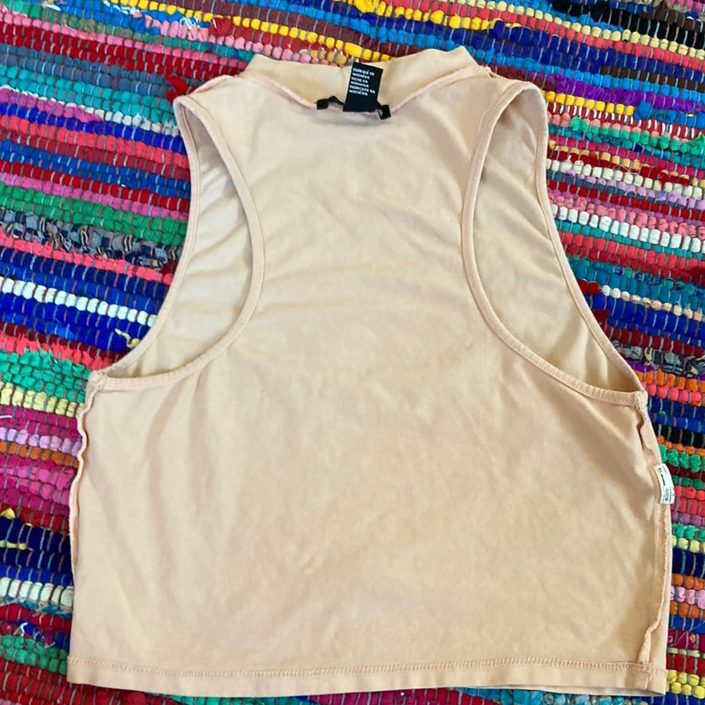 F21 Stretchy Nude Crop Turtleneck Sleeveless Tank Size M